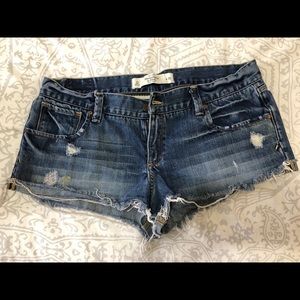 Distressed jean shorts